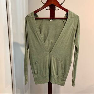 Olive green V-neck longsleeve top